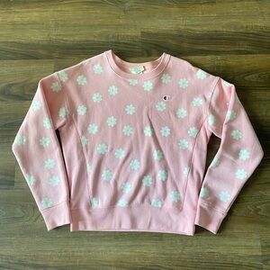 Champion Pink Sweatshirt with White Daisy Floral Design